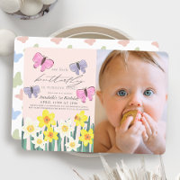 Little Butterfly Daffodil Pink Photo 1st Birthday