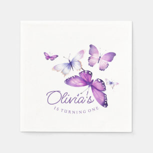 Little Butterfly Girl 1st Birthday Party Napkin