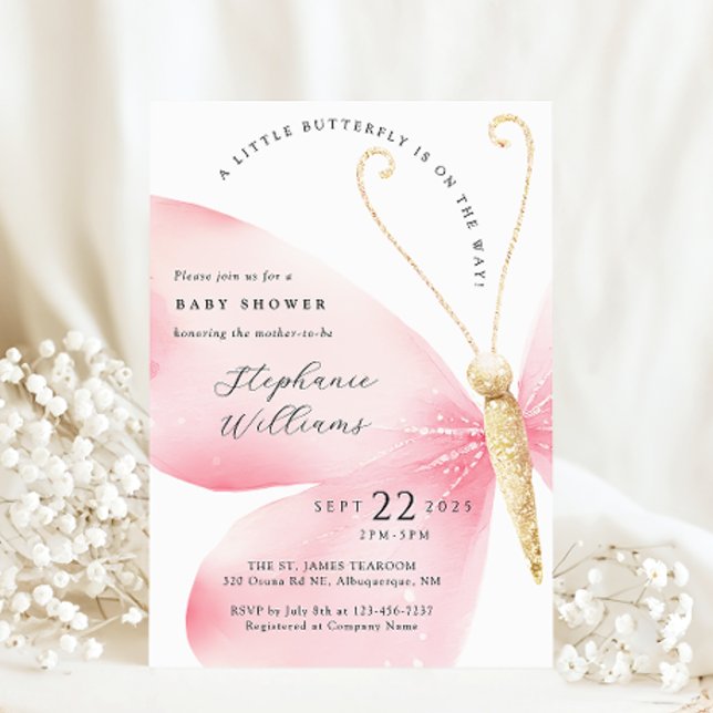 Little Butterfly Girl Baby Shower Invitation (Creator Uploaded)