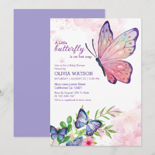 Little butterfly is on her way blue Baby Shower  Invitation