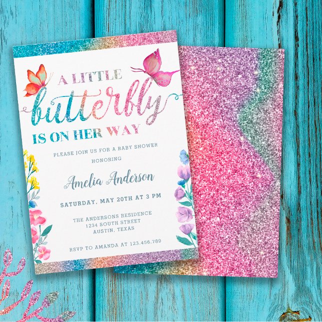 Little Butterfly Is On Her Way Floral Baby Shower Invitation (Creator Uploaded)