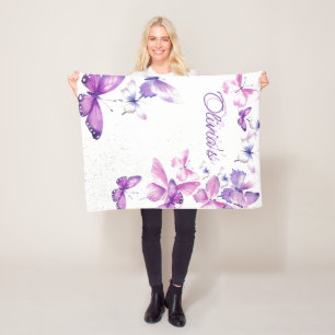 Little Butterfly Personalized Gift Birthday Party Fleece Blanket