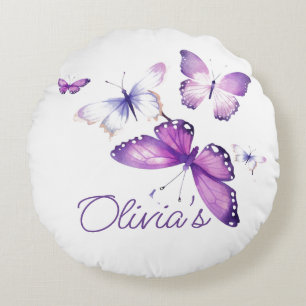 Little Butterfly Personalized Gift Birthday Party  Round Pillow