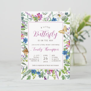 Little Butterfly Spring Wildflower Baby Shower Invitation