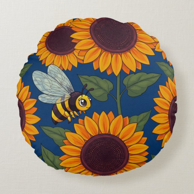 Little Buzzers Round Pillow (Front)