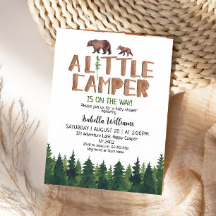 Little Camper Bear Woodland Boy Baby Shower Invitation