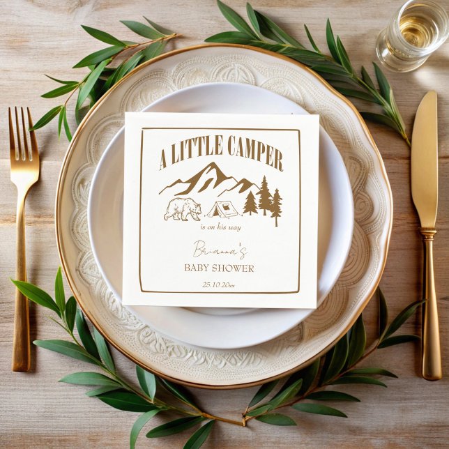 Little camper boho baby shower personalized napkin (Little camper boho baby shower personalized napkins template mountain adventure monogrammed napkins)