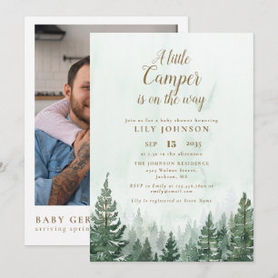 Little Camper Forest Baby Shower Photo QR Code Invitation