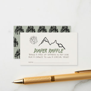 Little Camper Hand-drawn Baby Diaper Raffle Ticket Enclosure Card