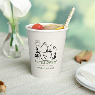 Little Camper Hand-drawn Tent Boy Baby Shower Paper Cups
