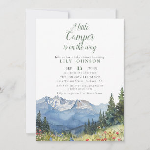 Little Camper Mountain All In One QR Baby Shower Invitation