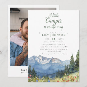 Little Camper Mountain Baby Shower Photo Invitation