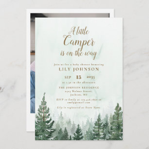 Little Camper Pine Forest Baby Shower Photo Invitation