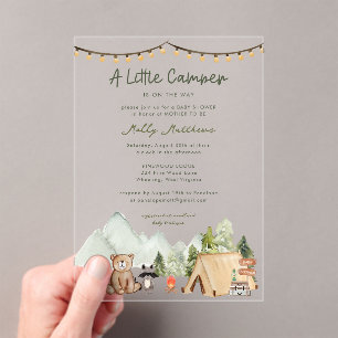 Little Camper Woodland Rustic Baby Shower  Acrylic Invitations