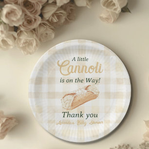 Little Cannoli Neutral Beige Italian Baby Shower Paper Plate