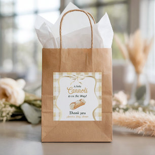 Little Cannoli Neutral Beige Italian Baby Shower Square Sticker