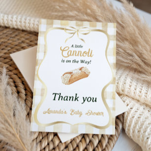 Little Cannoli Neutral Beige Italian Baby Shower Thank You Card