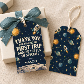 Little Captain First Trip Around the Sun Favour Ta Gift Tags