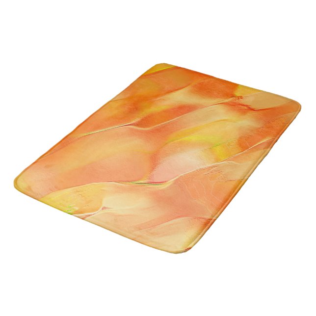 Little carved in yellow and many orange bath mat (Angled)