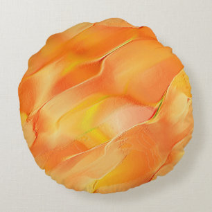 Little carved in yellow and many orange round pillow