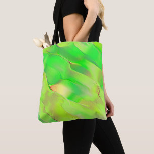 Little carved in yellowish and vivid green tote bag