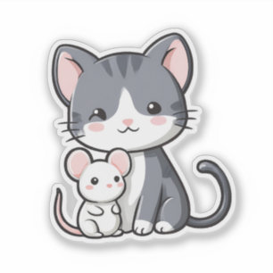 Little Cat and Mouse celebrating friendship