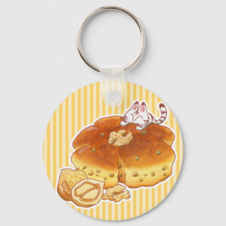 Little Cat & Walnut bread ベーシック缶キーホルダー Keychain