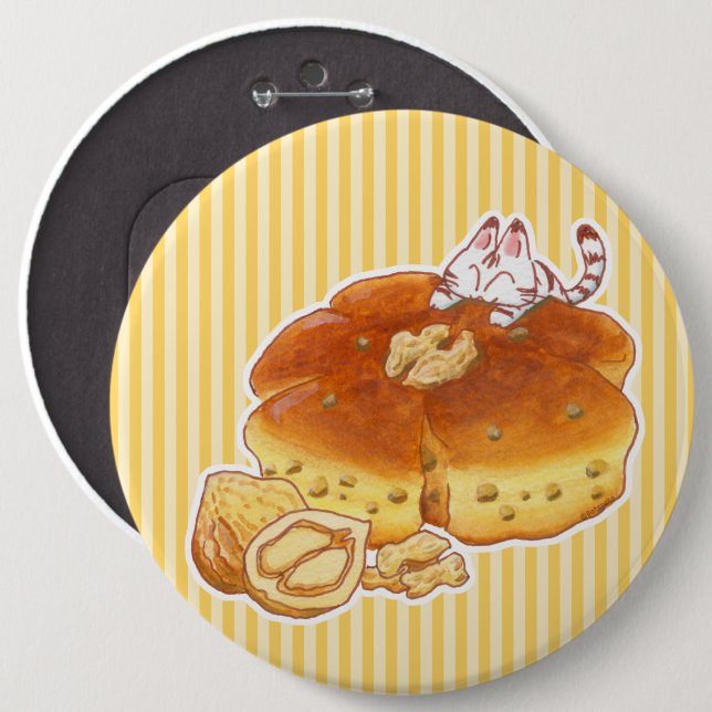 Little Cat & Walnut bread 6 Inch Round Button (Front & Back)