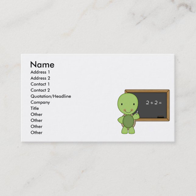 little chalkboard turtle business card (Front)