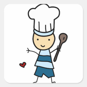 Little Chef Boy Square Sticker