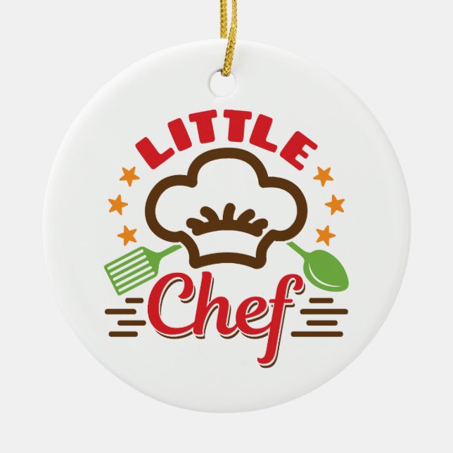 Little Chef Cooking Lover Kids Ceramic Ornament (Front)
