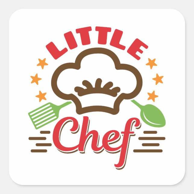 Little Chef Cooking Lover Kids Square Sticker (Front)