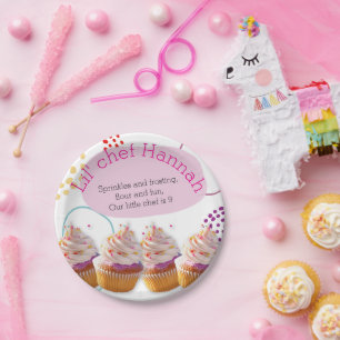 Little Chef Cupcake Baking Party Paper Plate