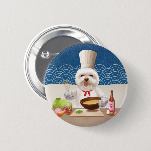 Little Chef Dog 2 Inch Round Button (Front & Back)