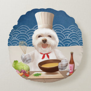 Little Chef Dog Round Pillow