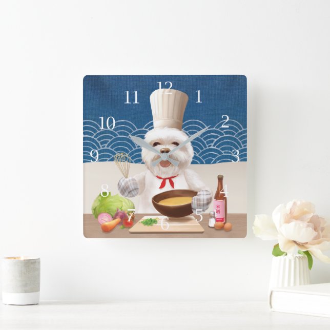 Little Chef Dog Square Wall Clock (Home)