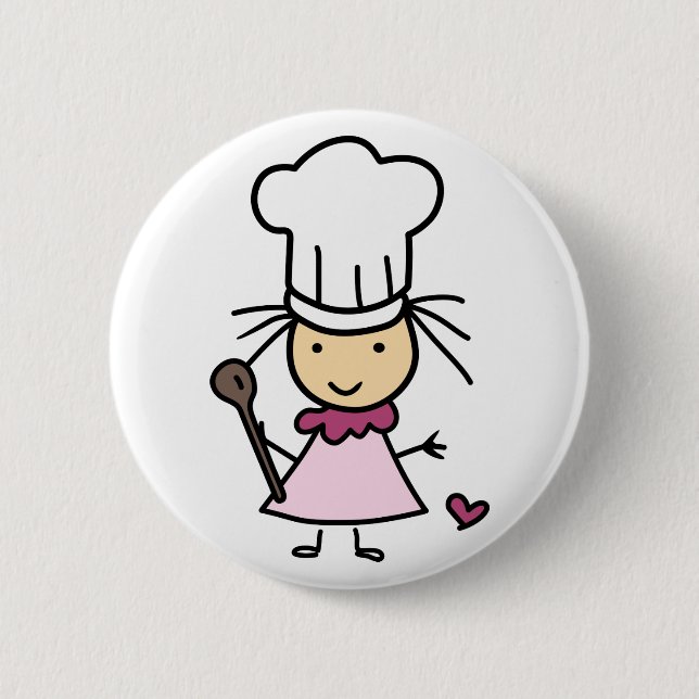 Little Chef Girl 2 Inch Round Button (Front)