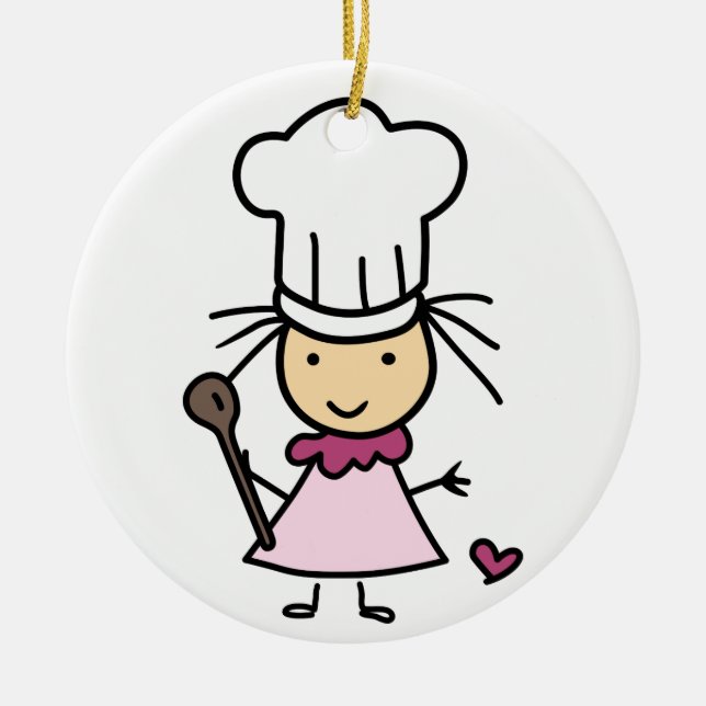 Little Chef Girl Ceramic Ornament (Front)
