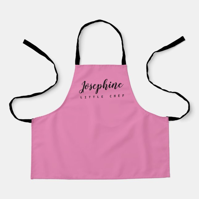 Little Chef Script Girl Name Pink personalized Apron (Front)