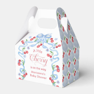 Little Cherry Blue Bow Baby boy shower Favor Box