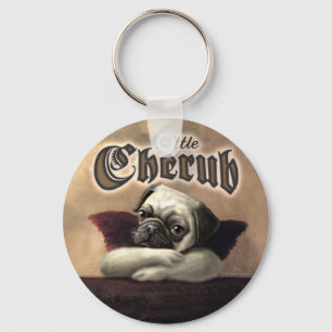 Little Cherub designs for Pug Lovers Keychain