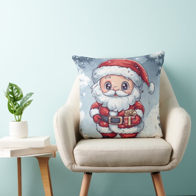  Little Chibi Santa Claus Throw Pillow (Chair)