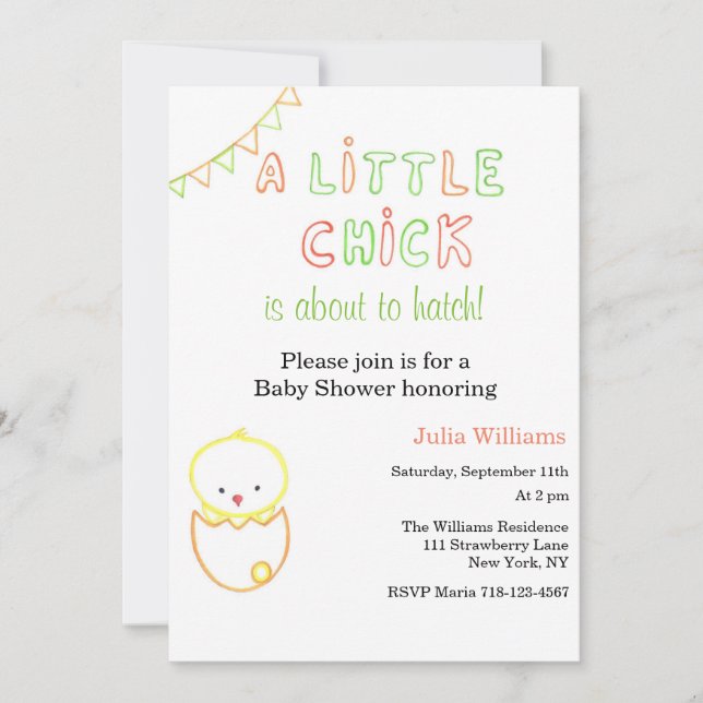 Little Chick About To Hatch Baby Shower Invitation (Front)