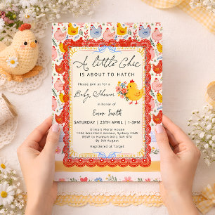 Little Chick Farm Chicken Girl Baby Shower Invitation