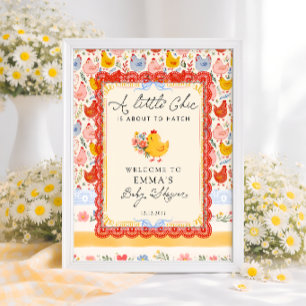 Little Chick Farm Chicken Girl Baby Shower Welcome Poster