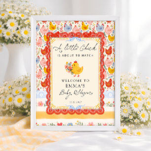 Little Chick Farm Chicken Girl Baby Shower Welcome Poster