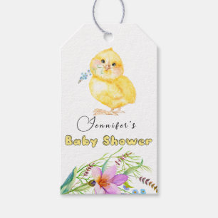 Little Chick Floral Baby Shower Gift Tags