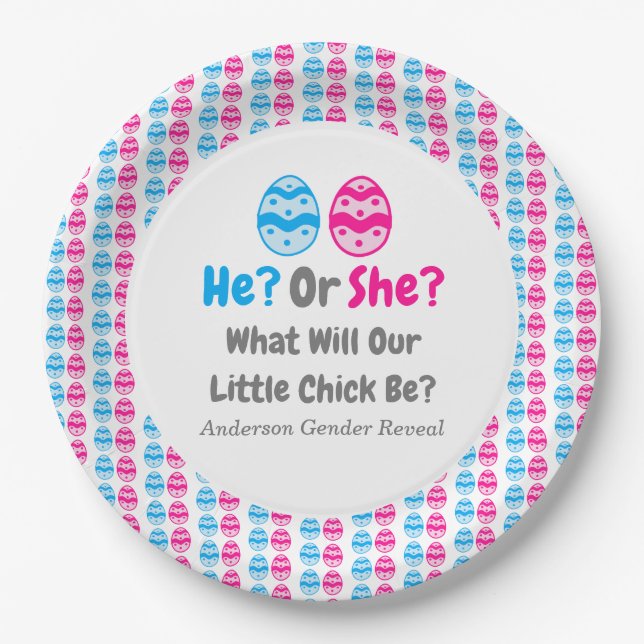 Little Chick Gender Reveal Paper Plate (Front)
