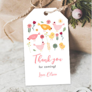 Little Chick Girl Farm Easter Chicken Birthday Gift Tags