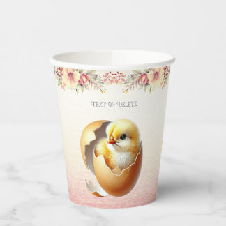 Little Chick Hatching Floral Paper Cups